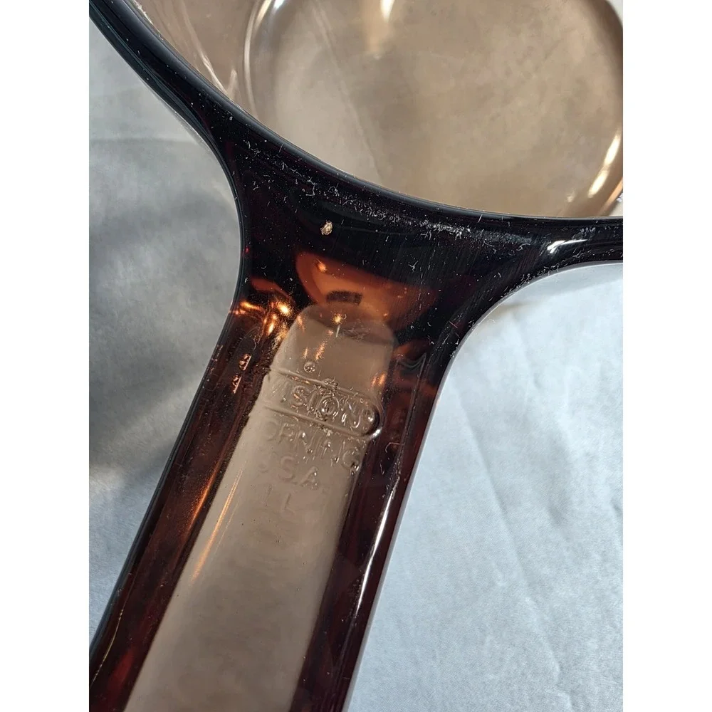 Vision Corning Ware Glass 1 Liter Saucepan Pot Pour Spout USA No Lid